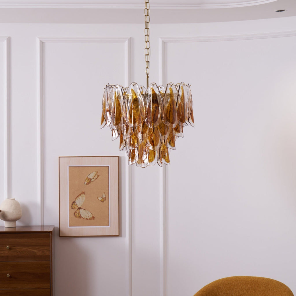 Aurora Lustre Ambre Feuille Verre Superposé Organique Chaleur - Neutralighting