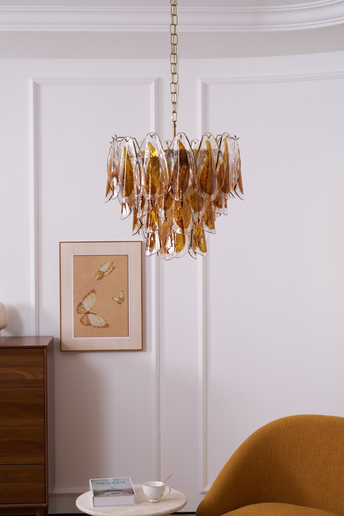 Aurora Lustre Ambre Feuille Verre Superposé Organique Chaleur - Neutralighting