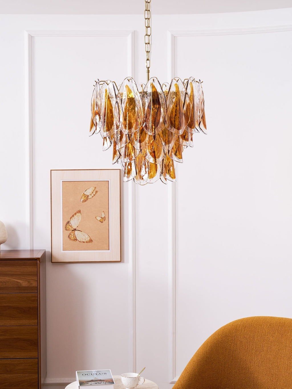Aurora Lustre Ambre Feuille Verre Superposé Organique Chaleur - Neutralighting