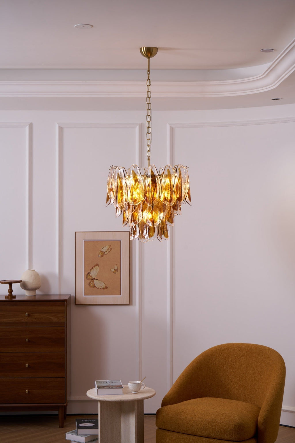 Aurora Lustre Ambre Feuille Verre Superposé Organique Chaleur - Neutralighting