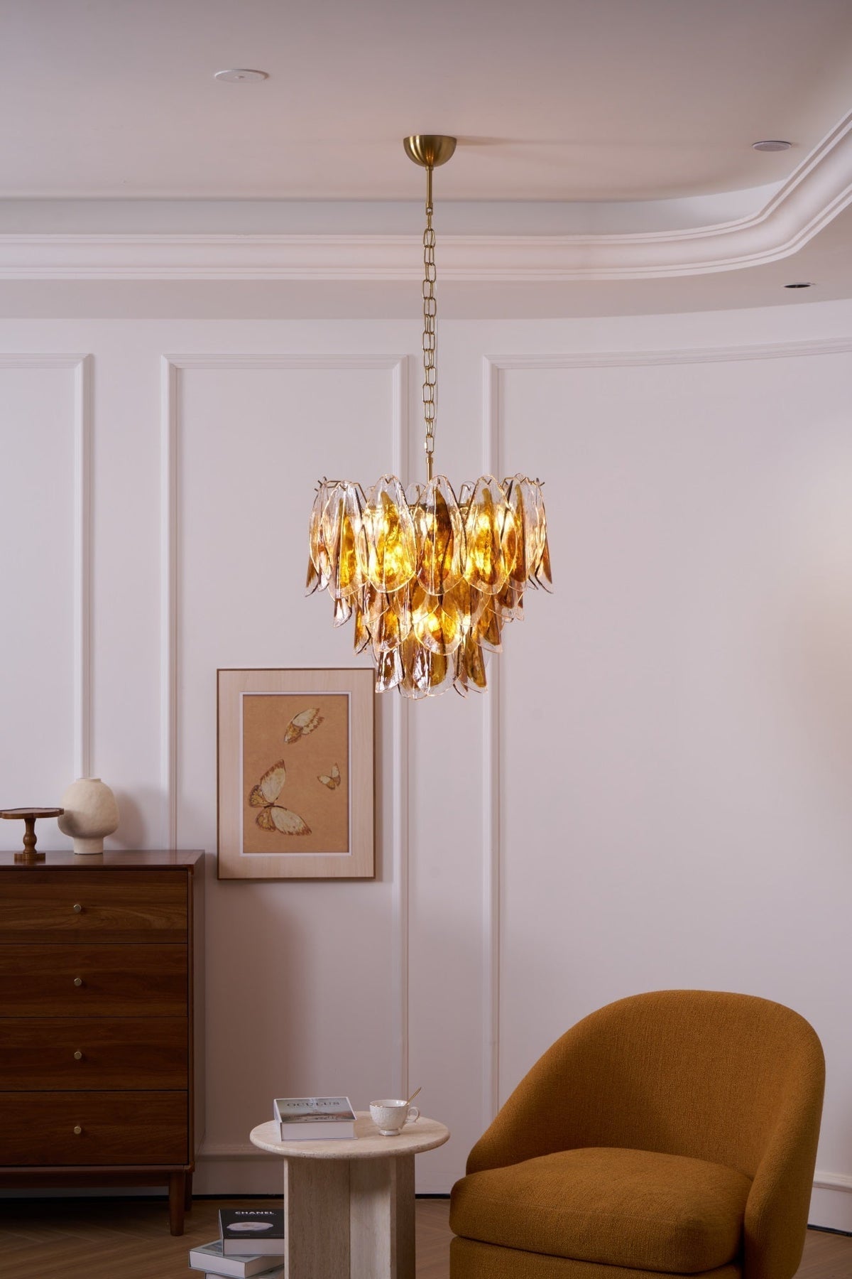 Aurora Lustre Ambre Feuille Verre Superposé Organique Chaleur - Neutralighting