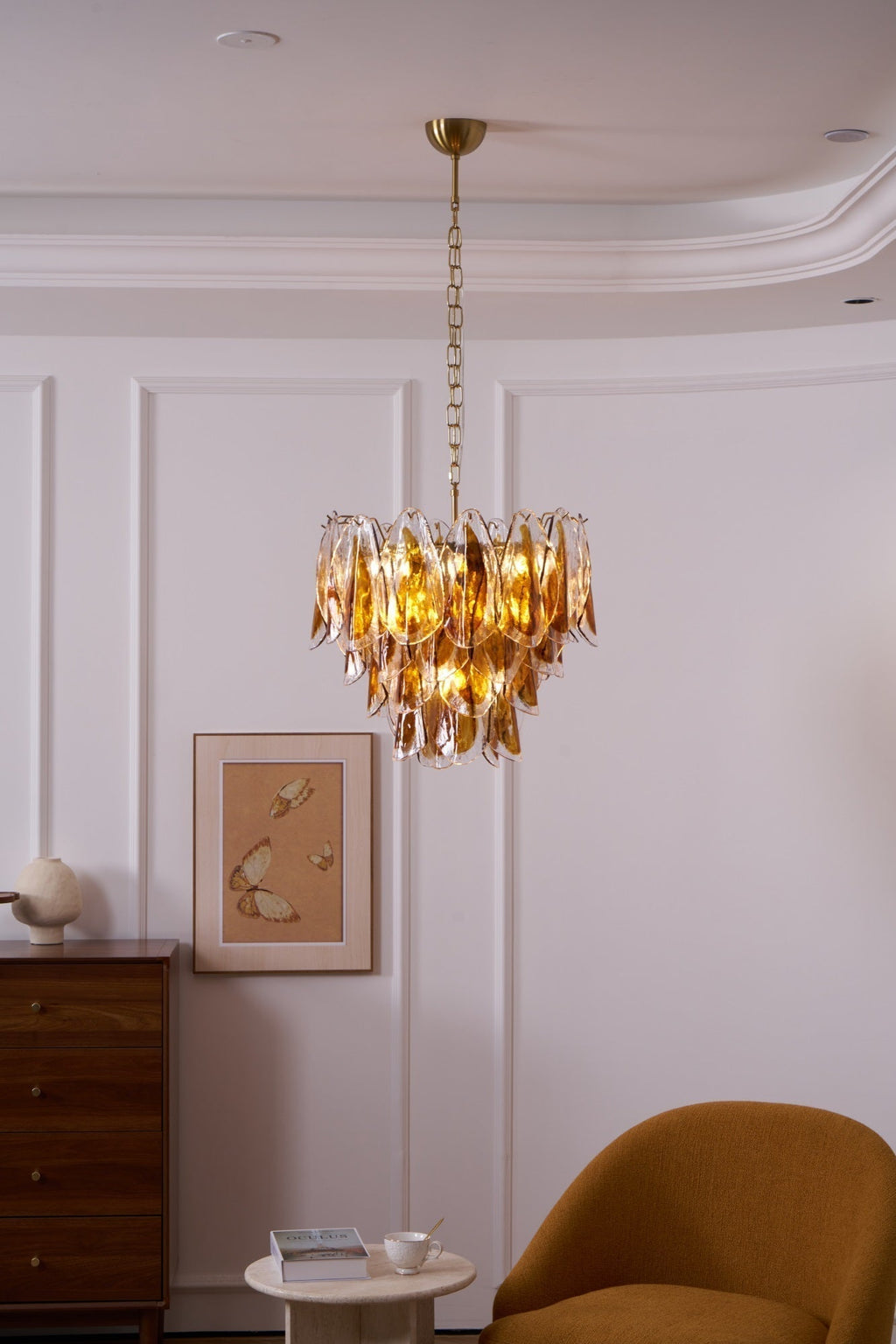 Aurora Lustre Ambre Feuille Verre Superposé Organique Chaleur - Neutralighting