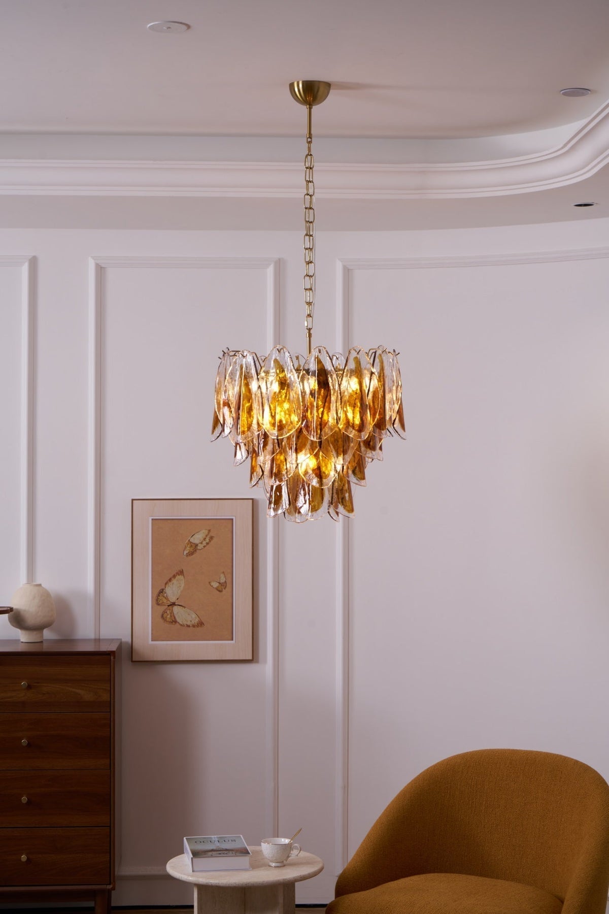 Aurora Lustre Ambre Feuille Verre Superposé Organique Chaleur - Neutralighting