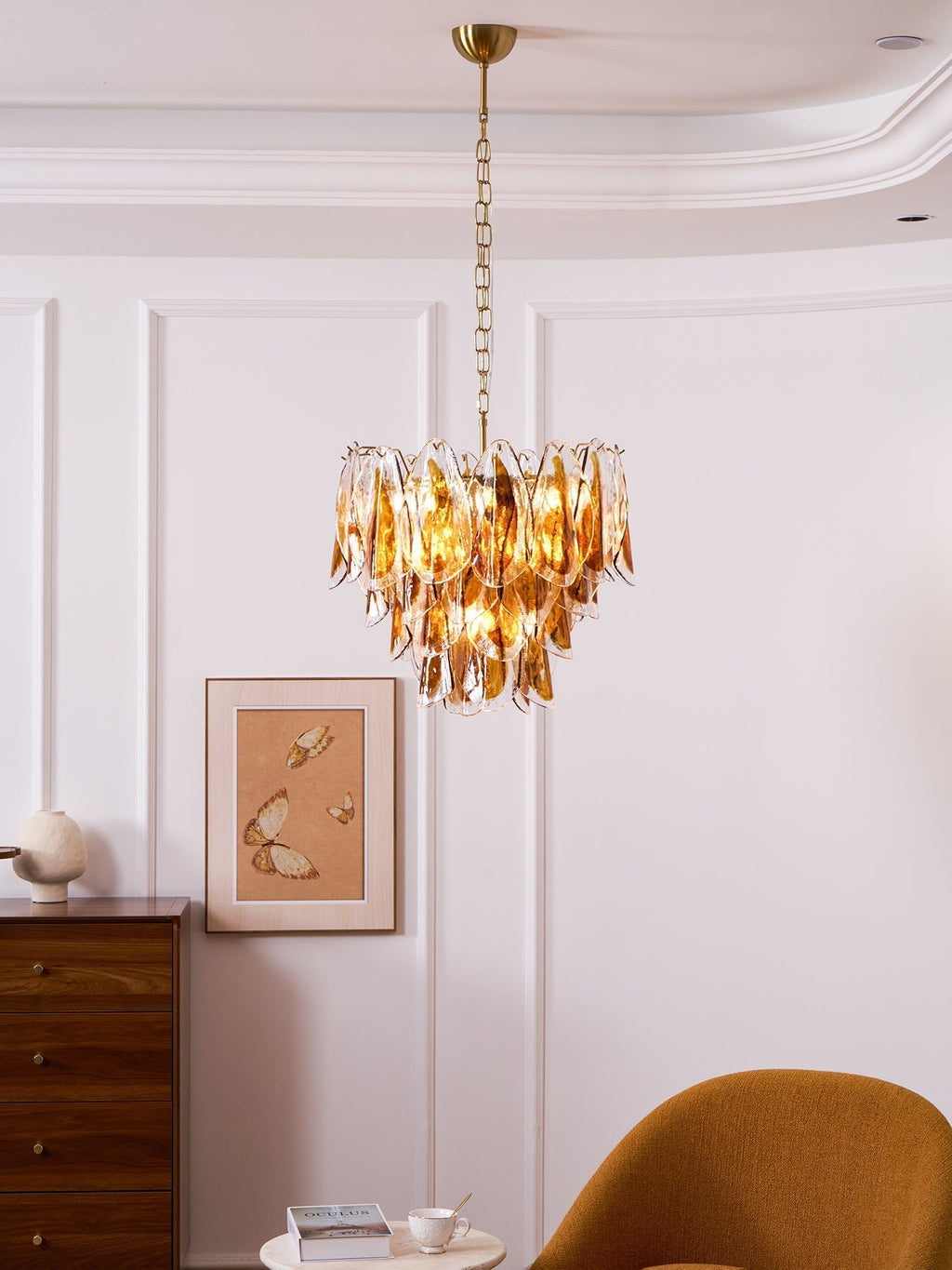 Aurora Lustre Ambre Feuille Verre Superposé Organique Chaleur - Neutralighting