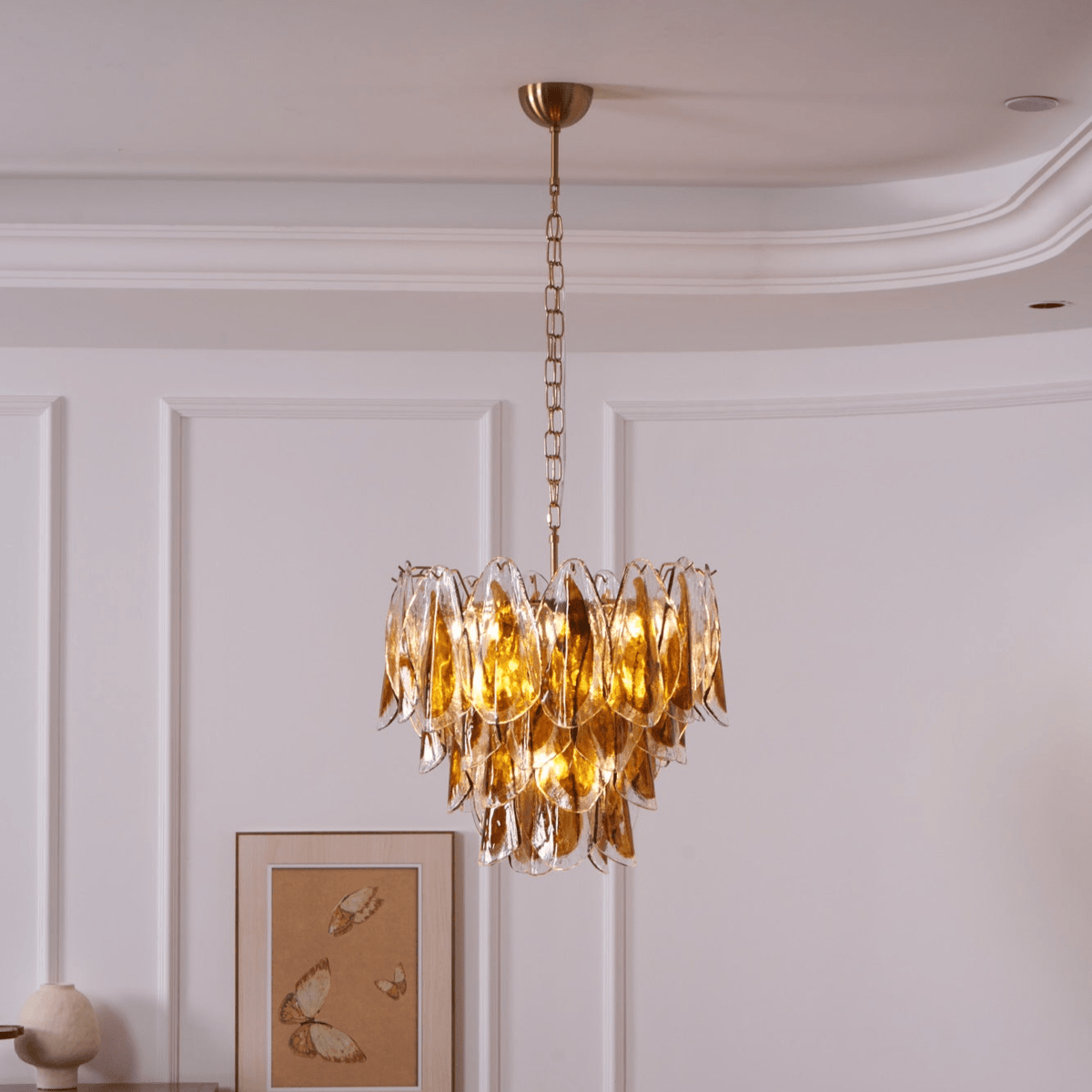 Aurora Lustre Ambre Feuille Verre Superposé Organique Chaleur - Neutralighting