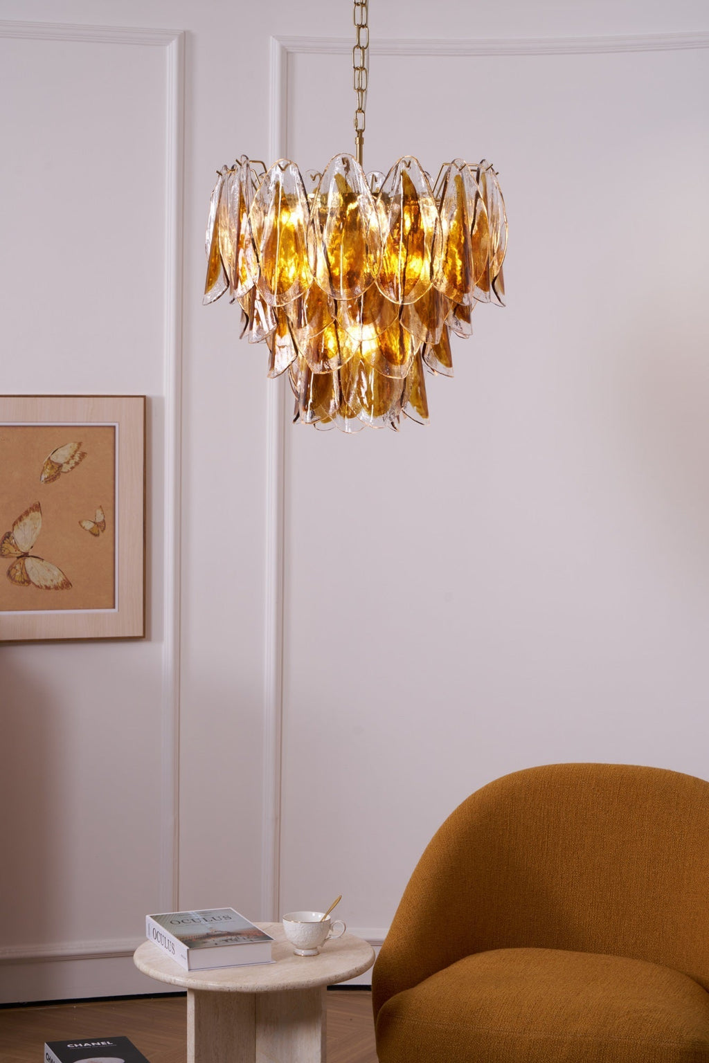 Aurora Lustre Ambre Feuille Verre Superposé Organique Chaleur - Neutralighting