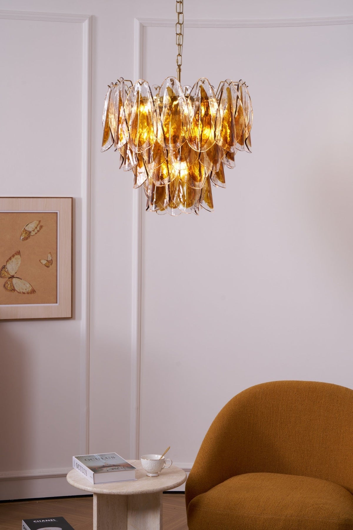 Aurora Lustre Ambre Feuille Verre Superposé Organique Chaleur - Neutralighting