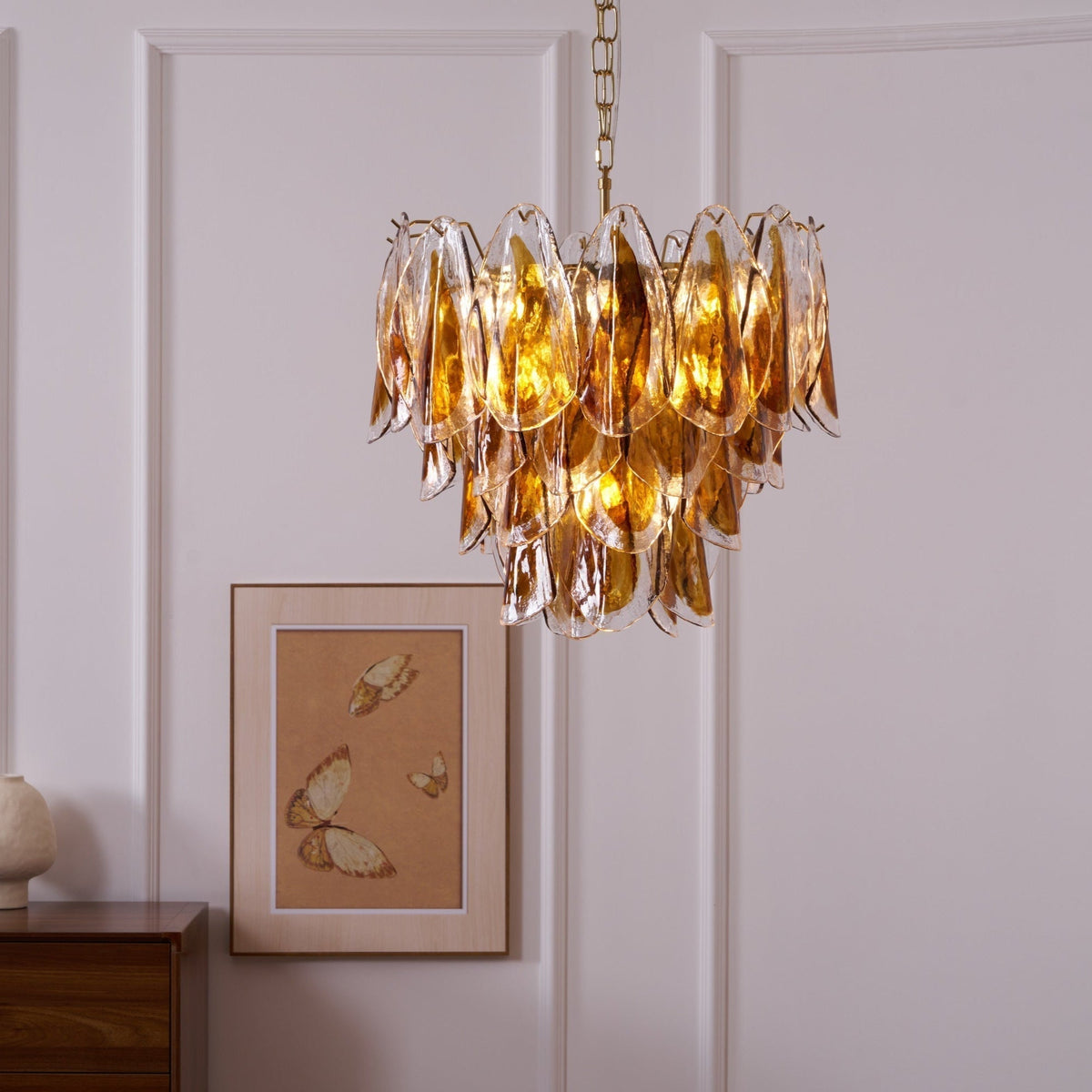Aurora Lustre Ambre Feuille Verre Superposé Organique Chaleur - Neutralighting