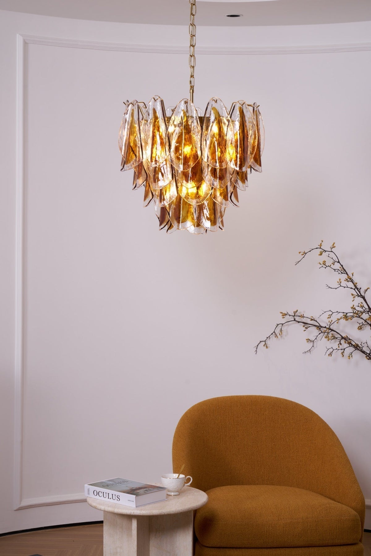 Aurora Lustre Ambre Feuille Verre Superposé Organique Chaleur - Neutralighting