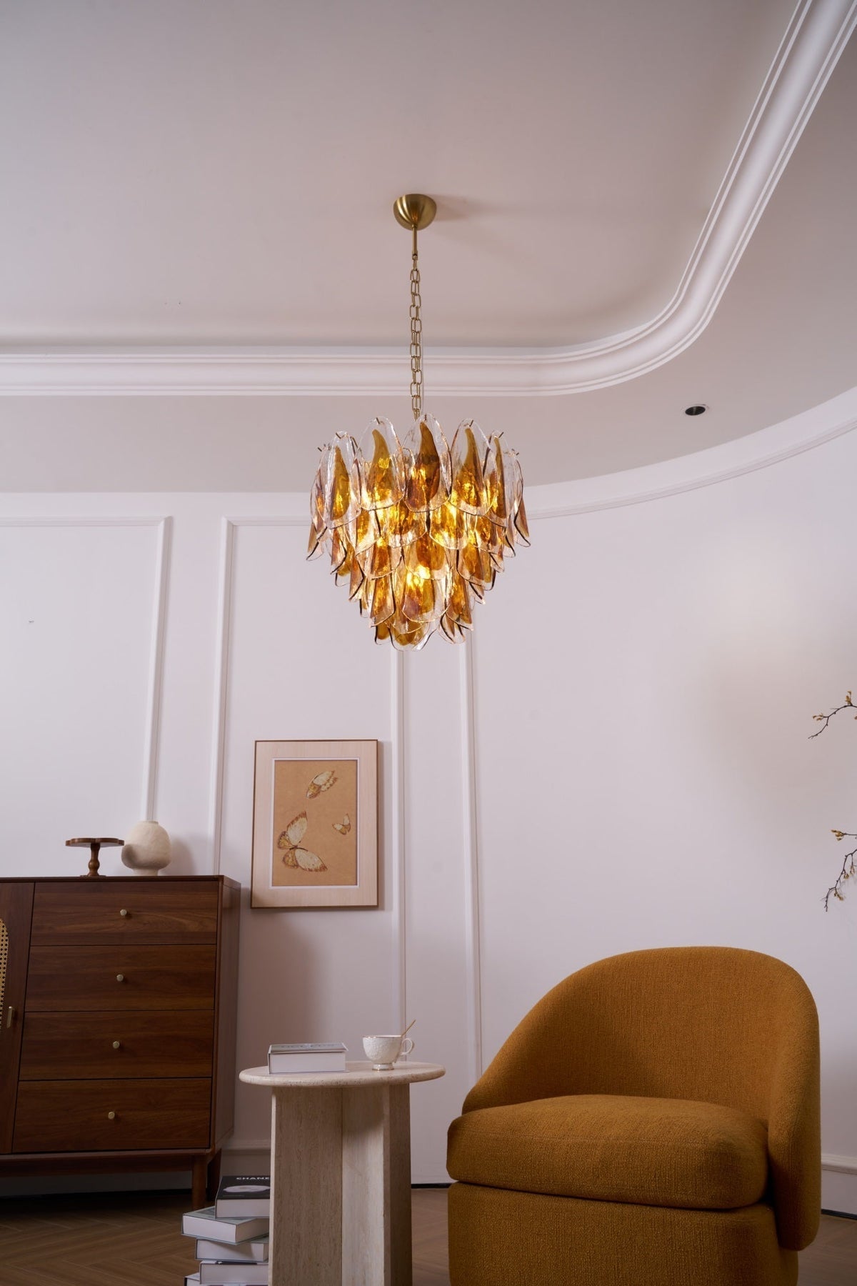 Aurora Lustre Ambre Feuille Verre Superposé Organique Chaleur - Neutralighting