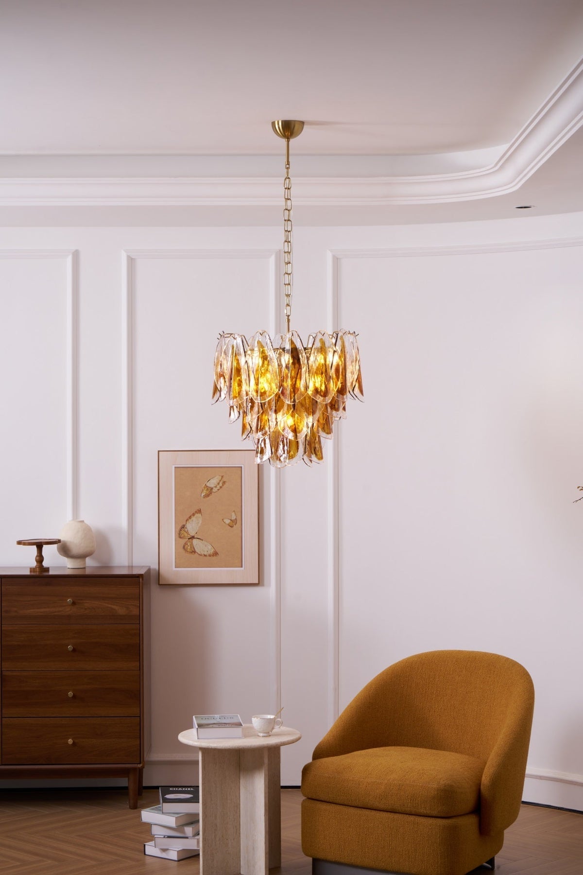 Aurora Lustre Ambre Feuille Verre Superposé Organique Chaleur - Neutralighting