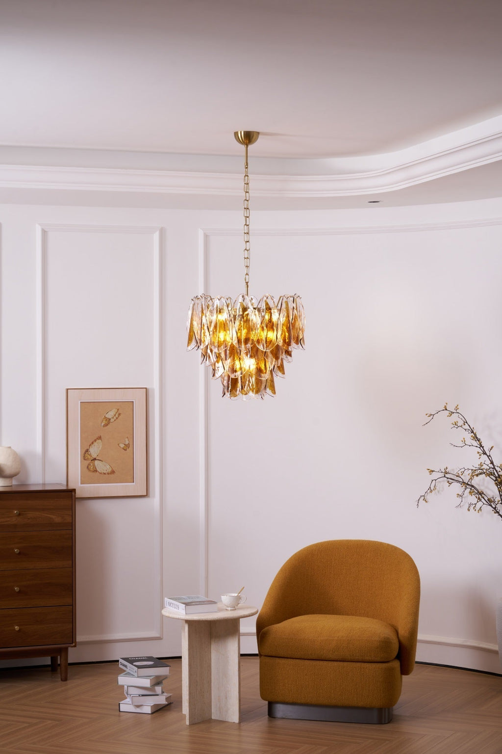 Aurora Lustre Ambre Feuille Verre Superposé Organique Chaleur - Neutralighting