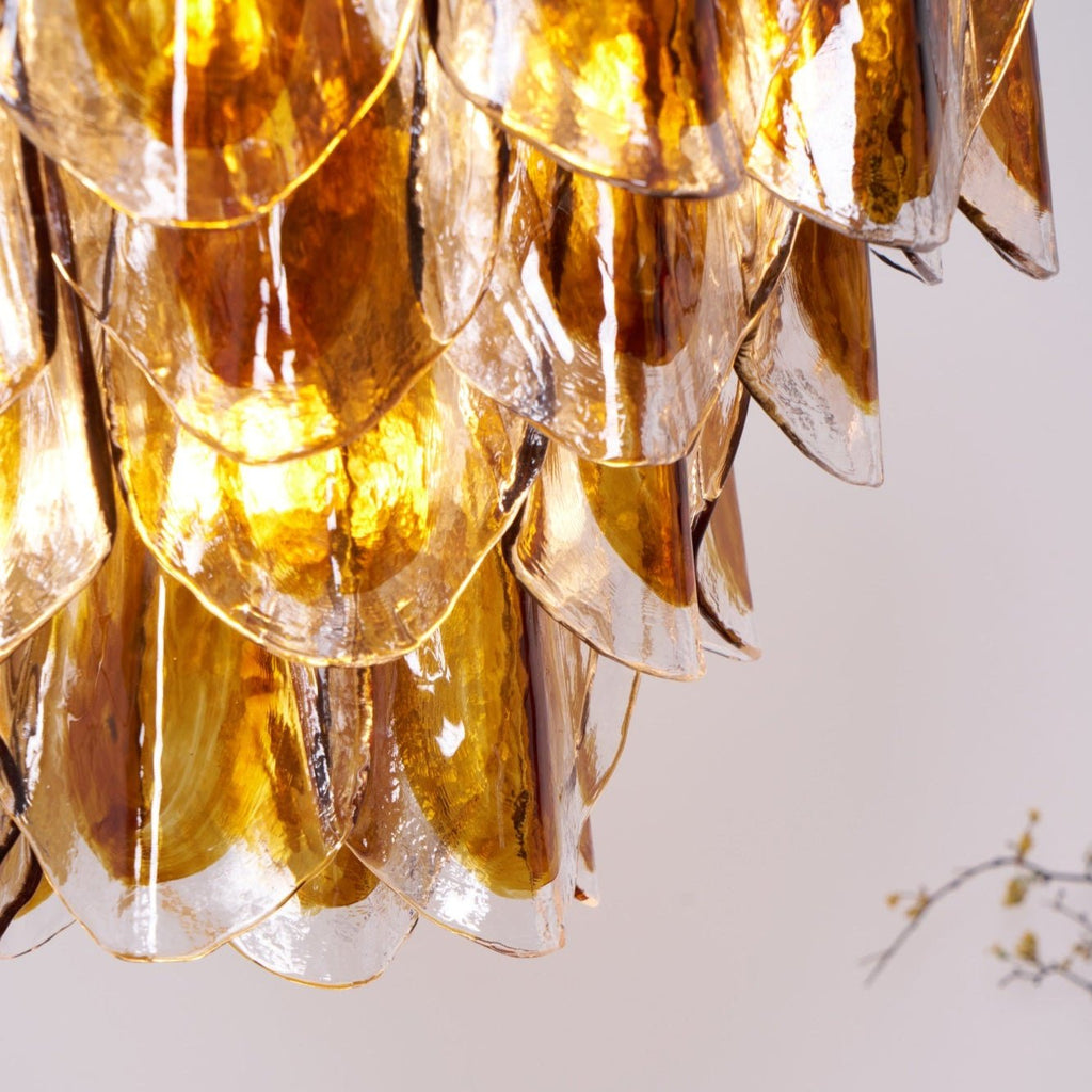 Aurora Lustre Ambre Feuille Verre Superposé Organique Chaleur - Neutralighting