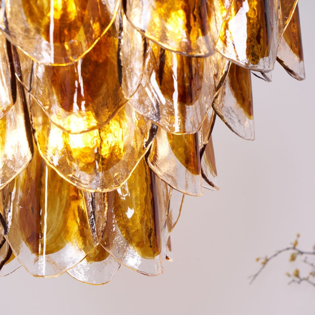 Aurora Lustre Ambre Feuille Verre Superposé Organique Chaleur - Neutralighting