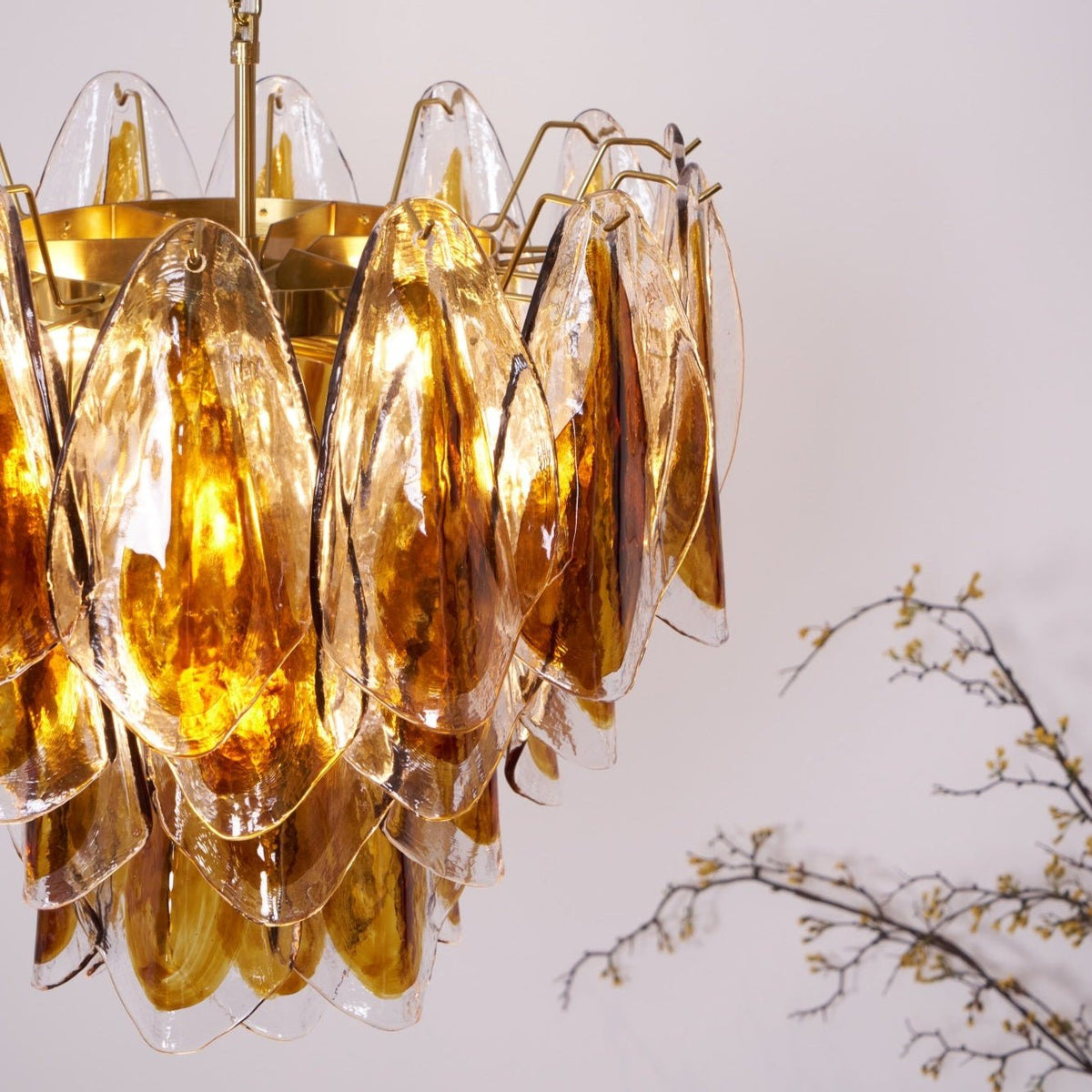 Aurora Lustre Ambre Feuille Verre Superposé Organique Chaleur - Neutralighting