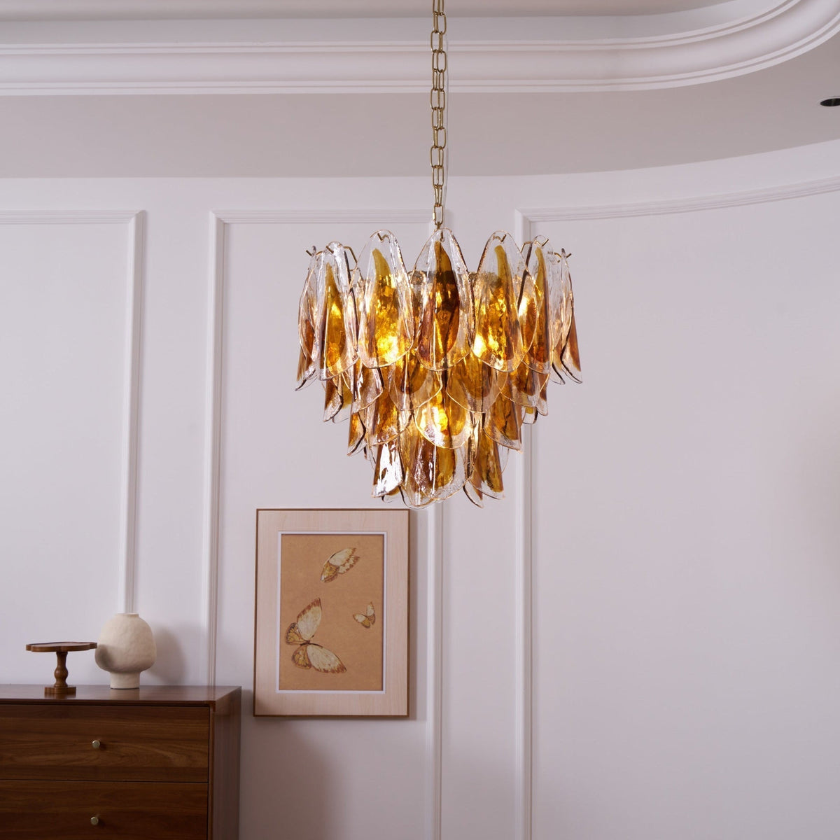 Aurora Lustre Ambre Feuille Verre Superposé Organique Chaleur - Neutralighting