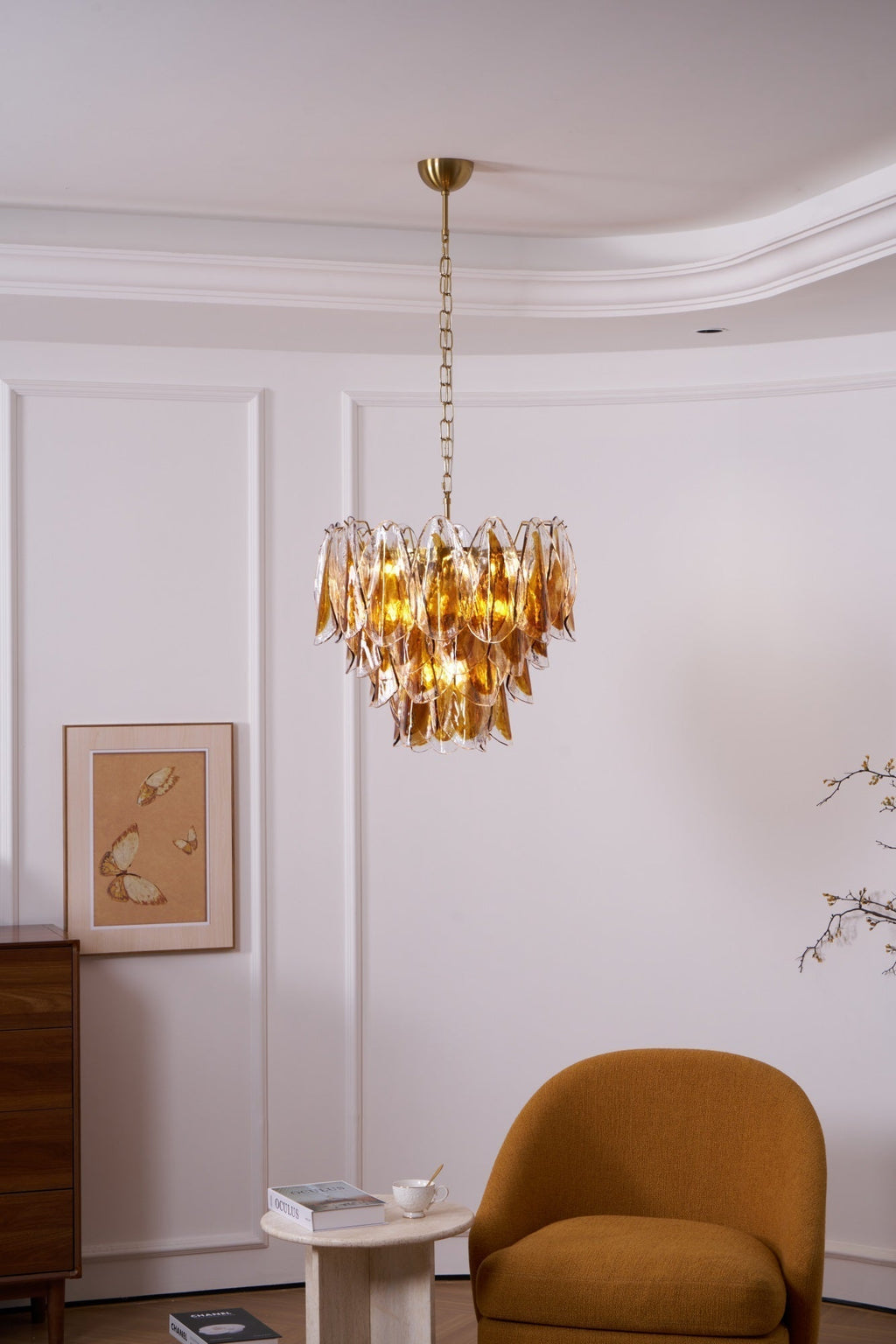 Aurora Lustre Ambre Feuille Verre Superposé Organique Chaleur - Neutralighting