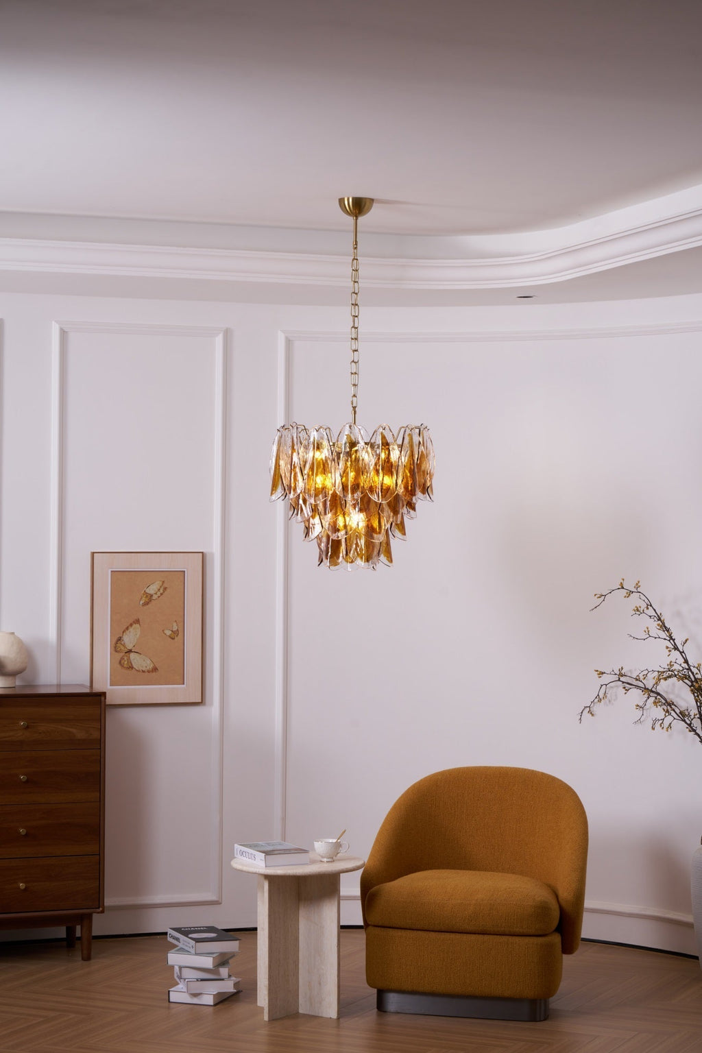 Aurora Lustre Ambre Feuille Verre Superposé Organique Chaleur - Neutralighting