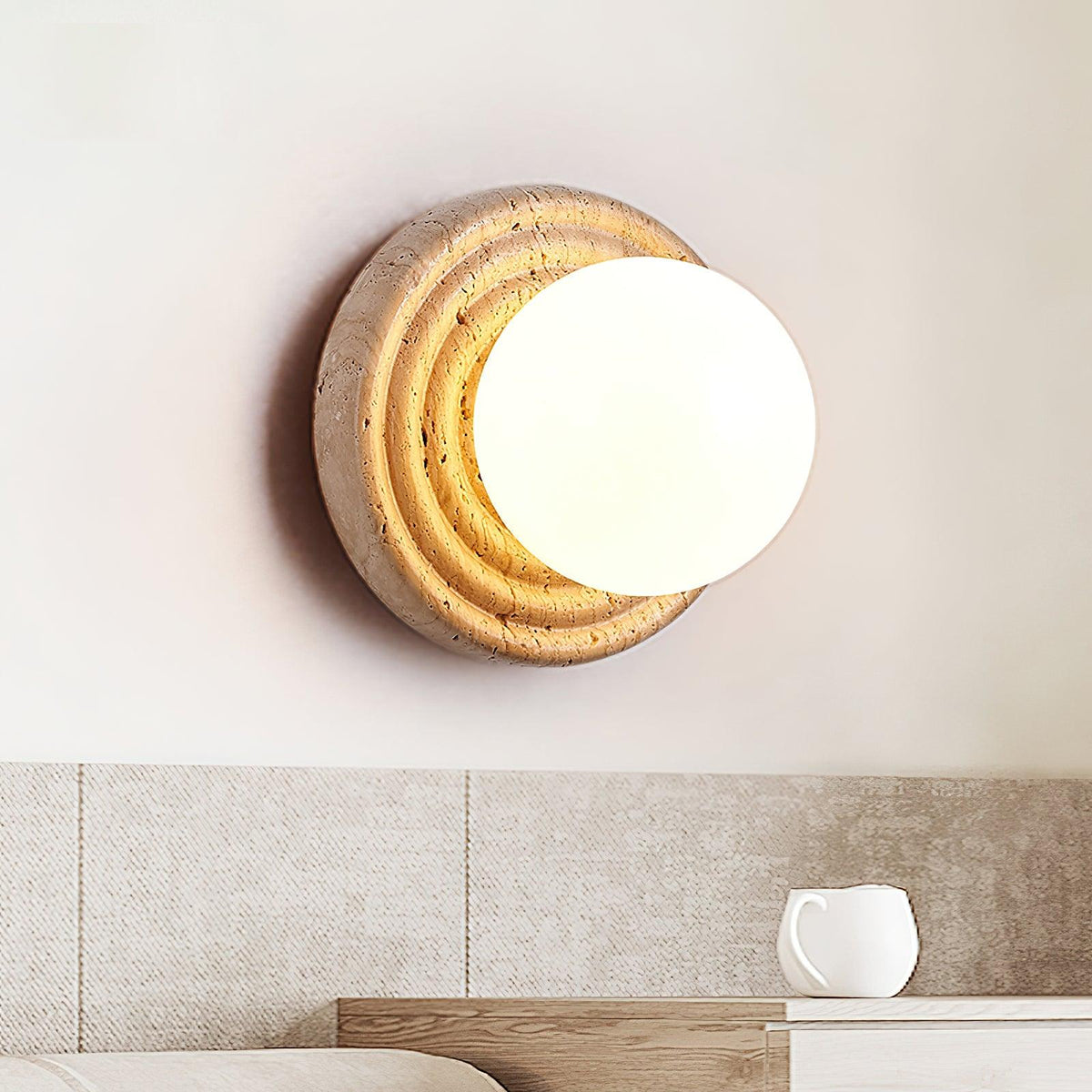 Dahlia Applique Ronde en Travertin - Neutralighting