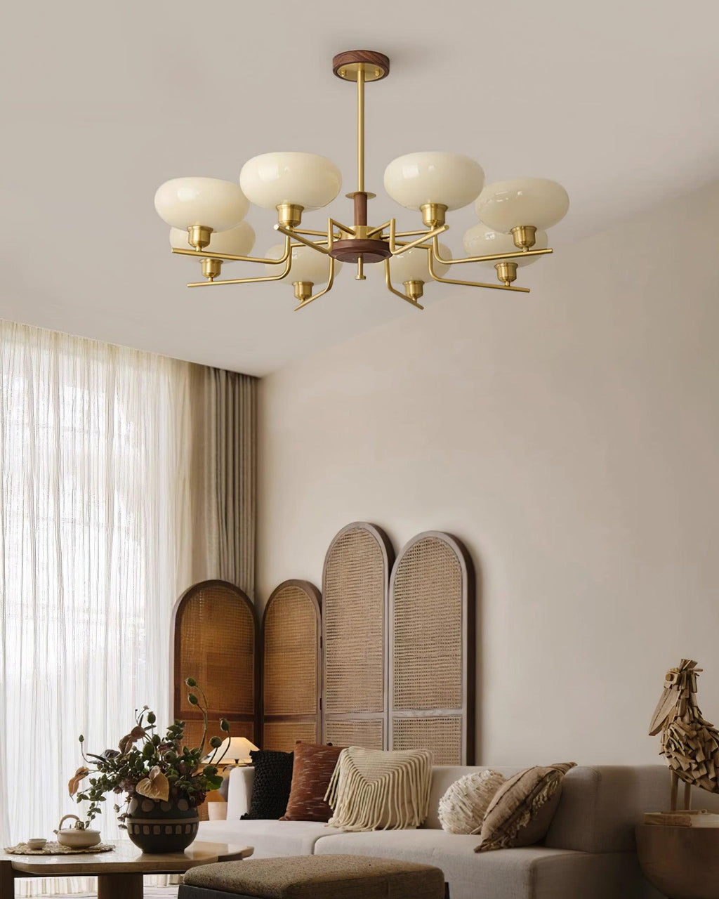 Nova Chandelier Moderne Bois Laiton - Neutralighting