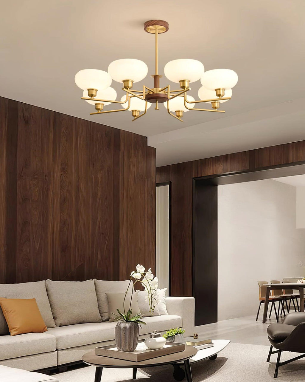Nova Chandelier Moderne Bois Laiton - Neutralighting