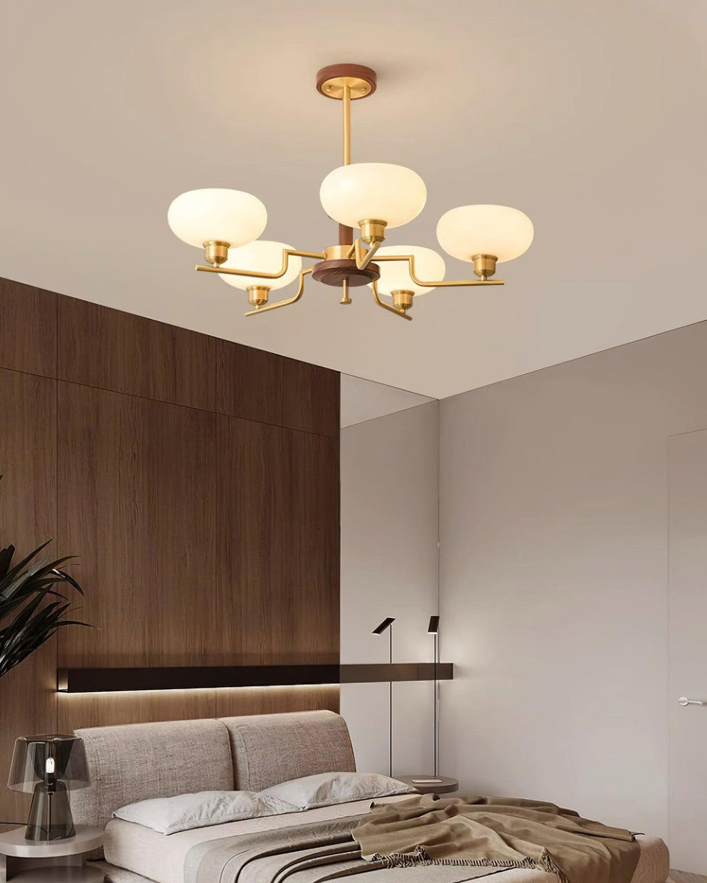 Nova Chandelier Moderne Bois Laiton - Neutralighting