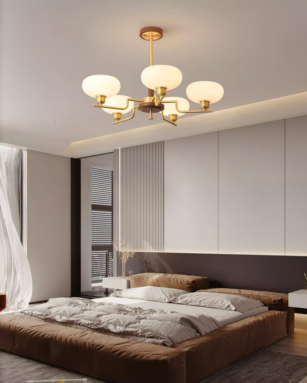 Nova Chandelier Moderne Bois Laiton - Neutralighting