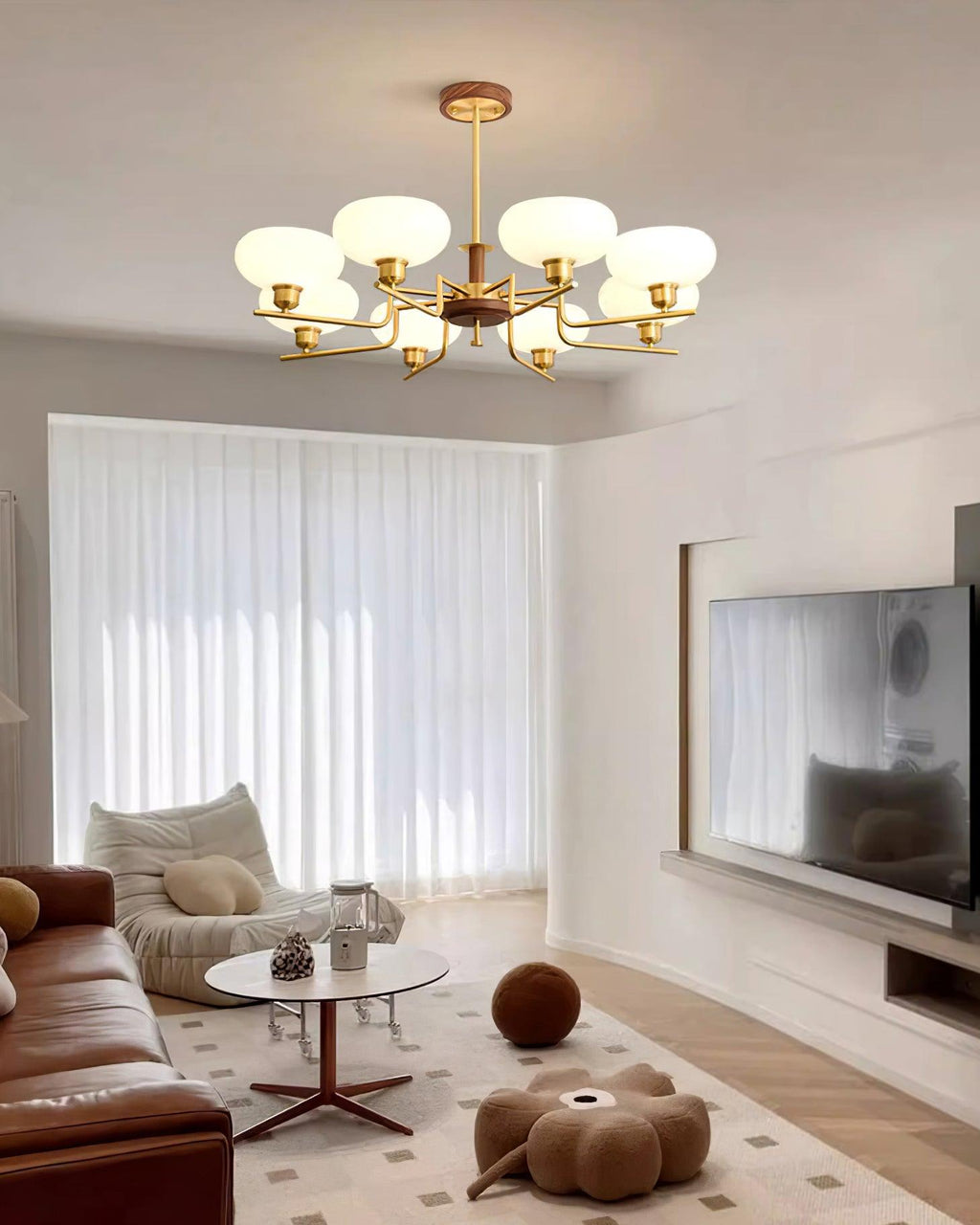 Nova Chandelier Moderne Bois Laiton - Neutralighting