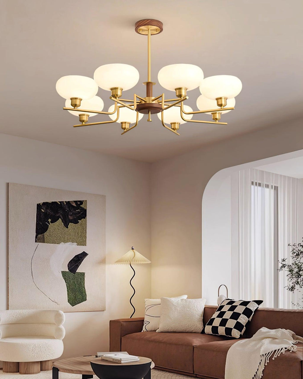 Nova Chandelier Moderne Bois Laiton - Neutralighting