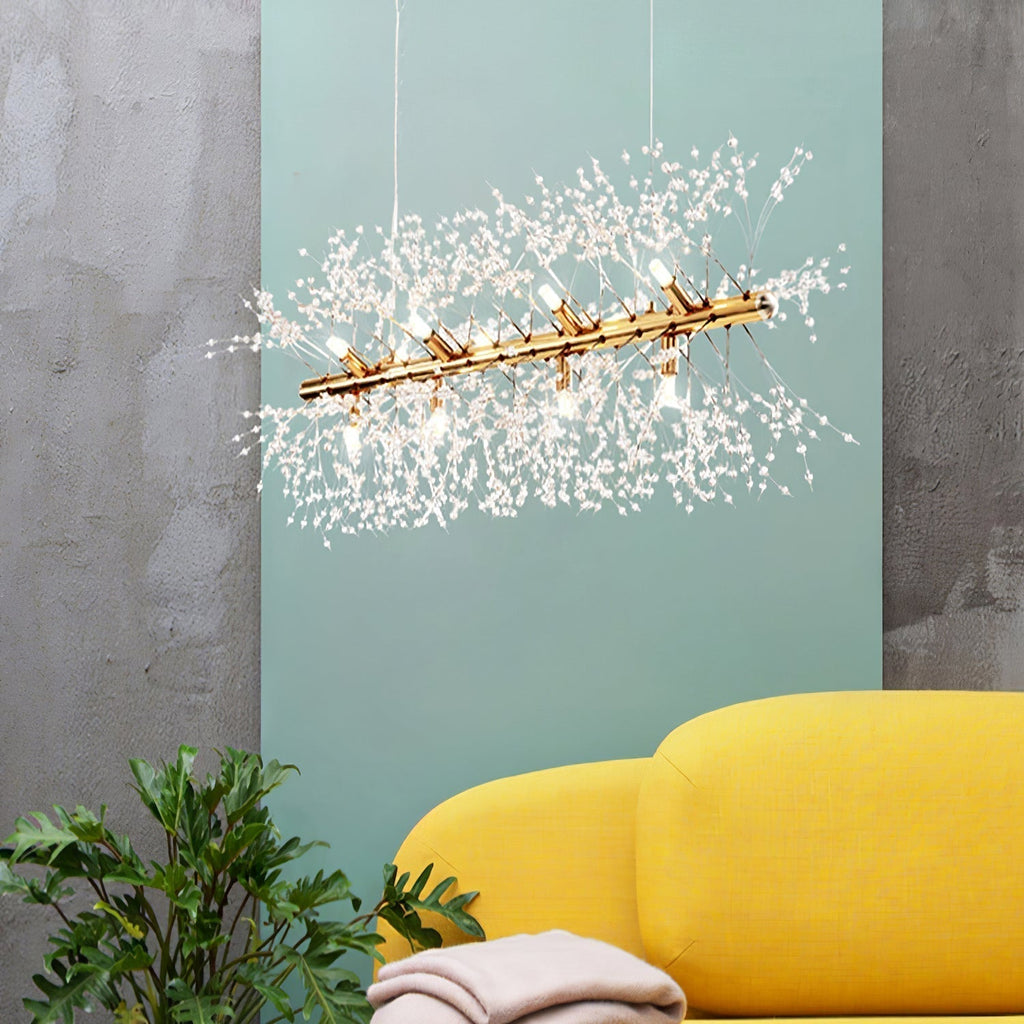 Lustra Lustre Laiton Linéaire Cristal Branche - Neutralighting