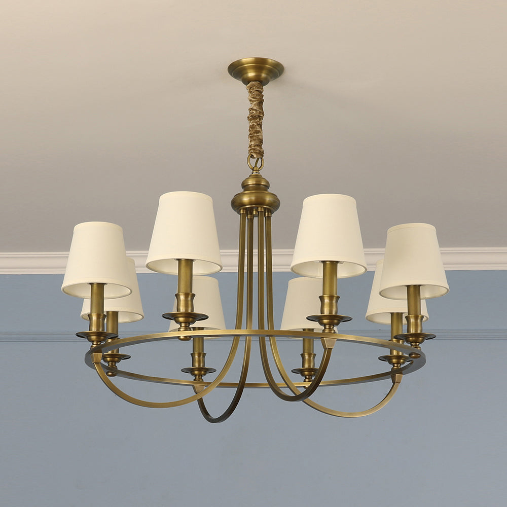 Plume Lustre En Tissu Et Laiton De Style Vintage élégant - Neutralighting