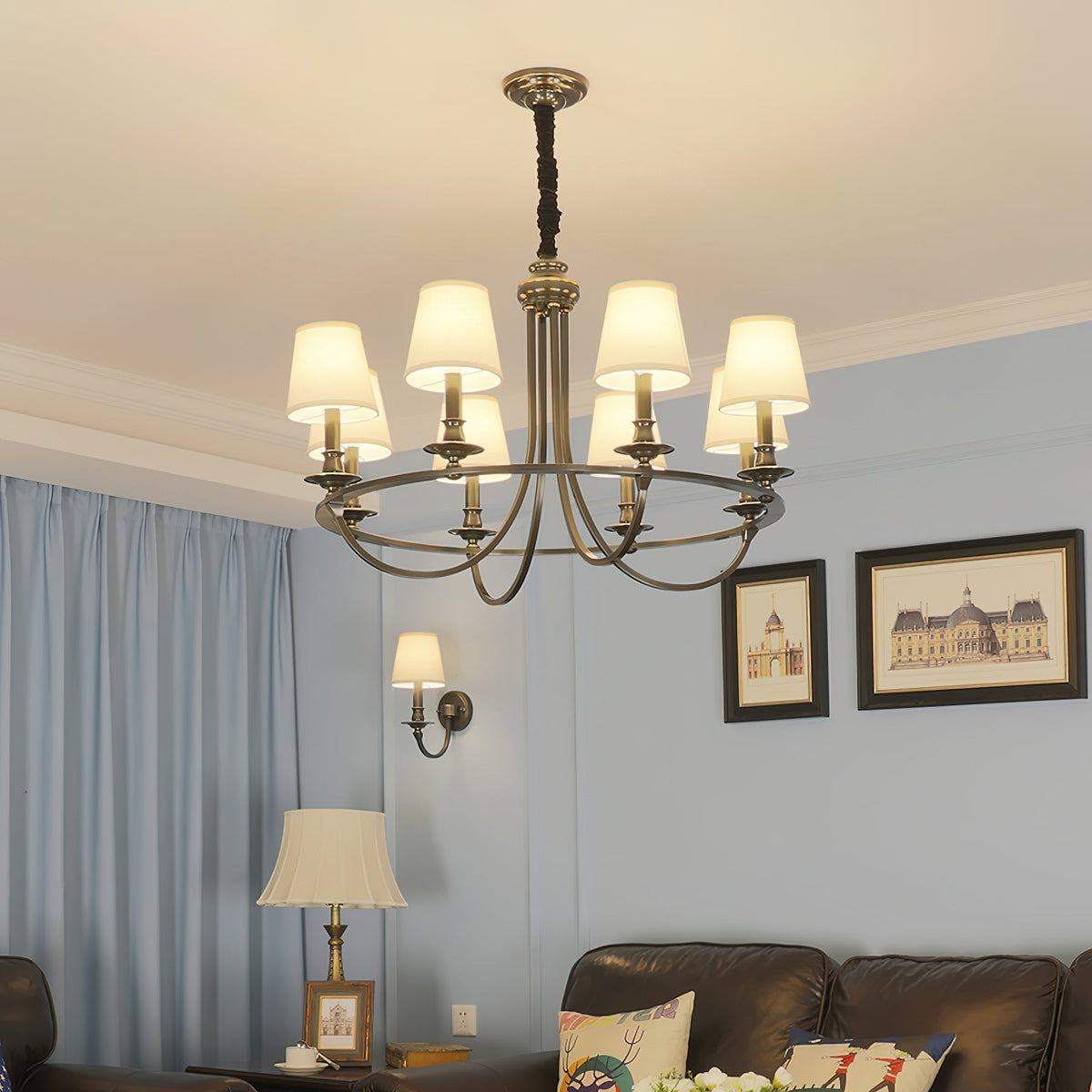 Plume Lustre En Tissu Et Laiton De Style Vintage élégant - Neutralighting