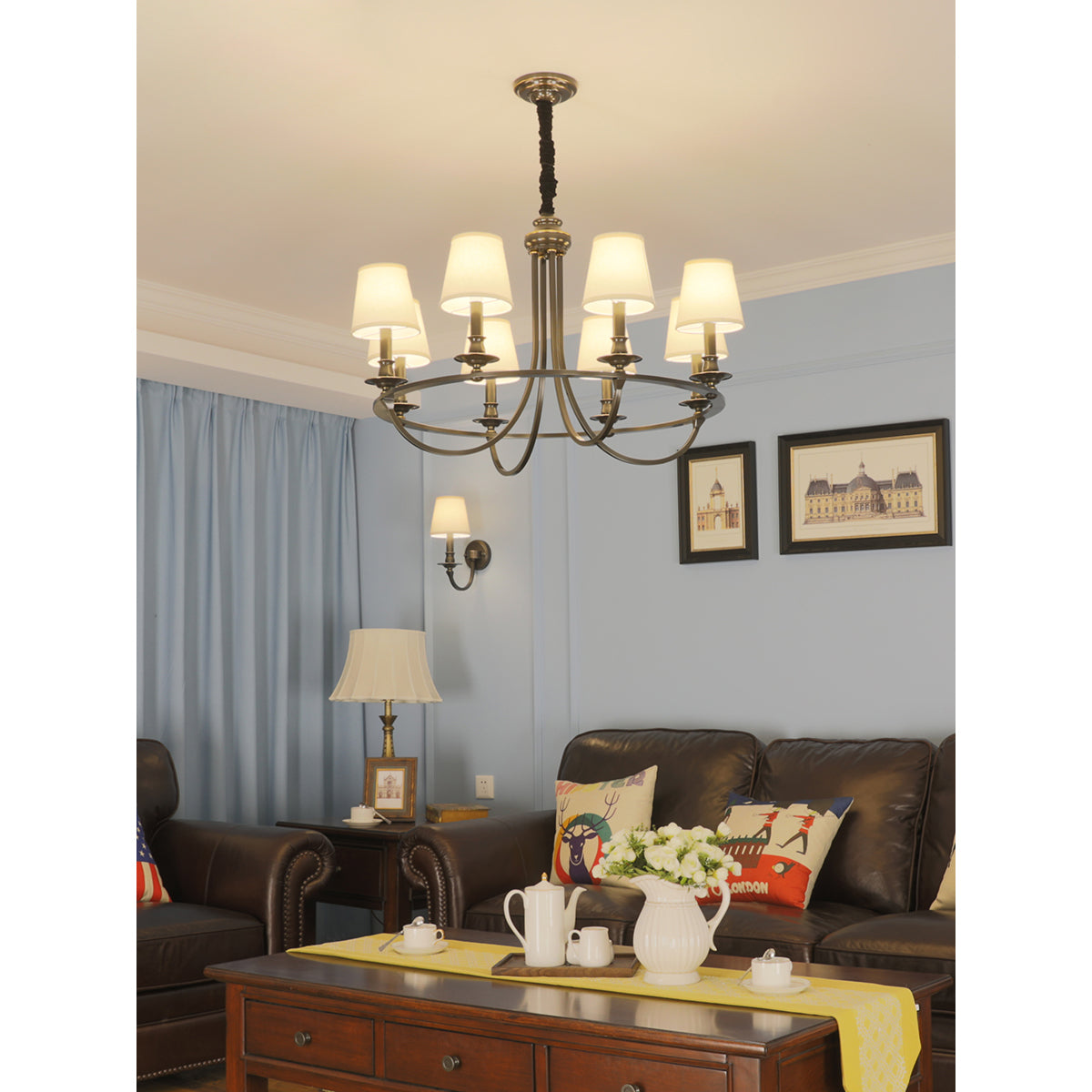 Plume Lustre En Tissu Et Laiton De Style Vintage élégant - Neutralighting