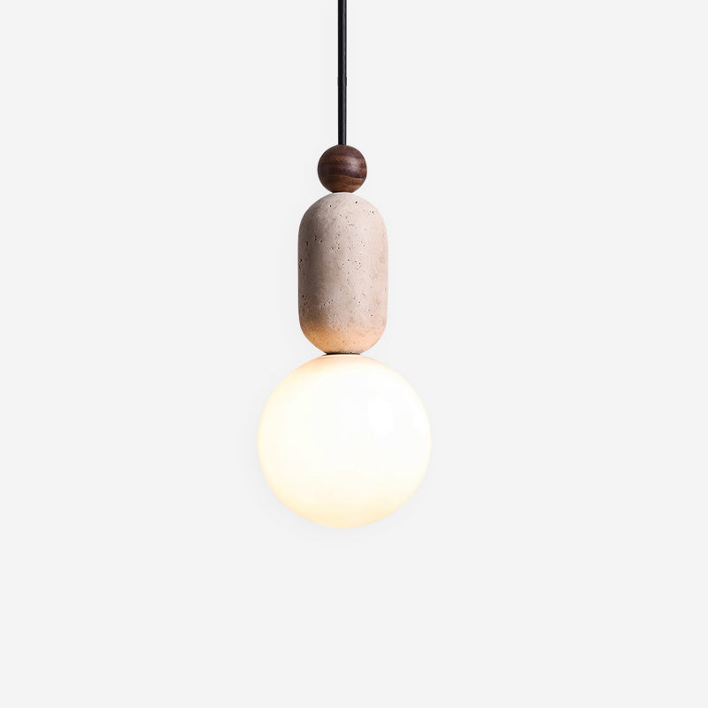 Gavon Lampe Suspendue en Verre et Travertin - Neutralighting