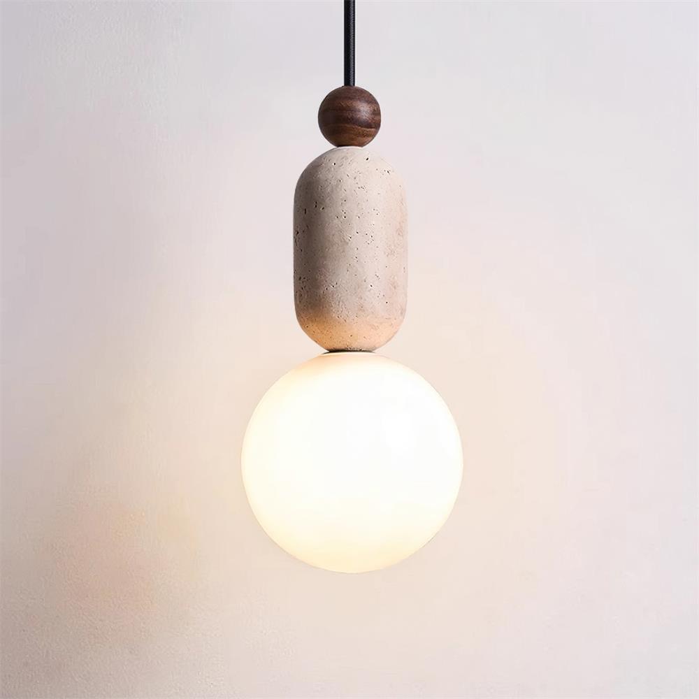 Gavon Lampe Suspendue en Verre et Travertin - Neutralighting