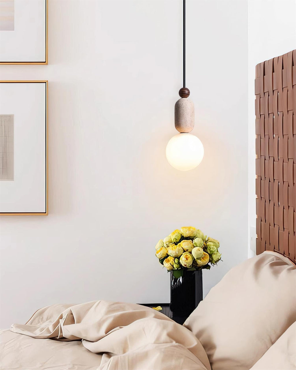 Gavon Lampe Suspendue en Verre et Travertin - Neutralighting