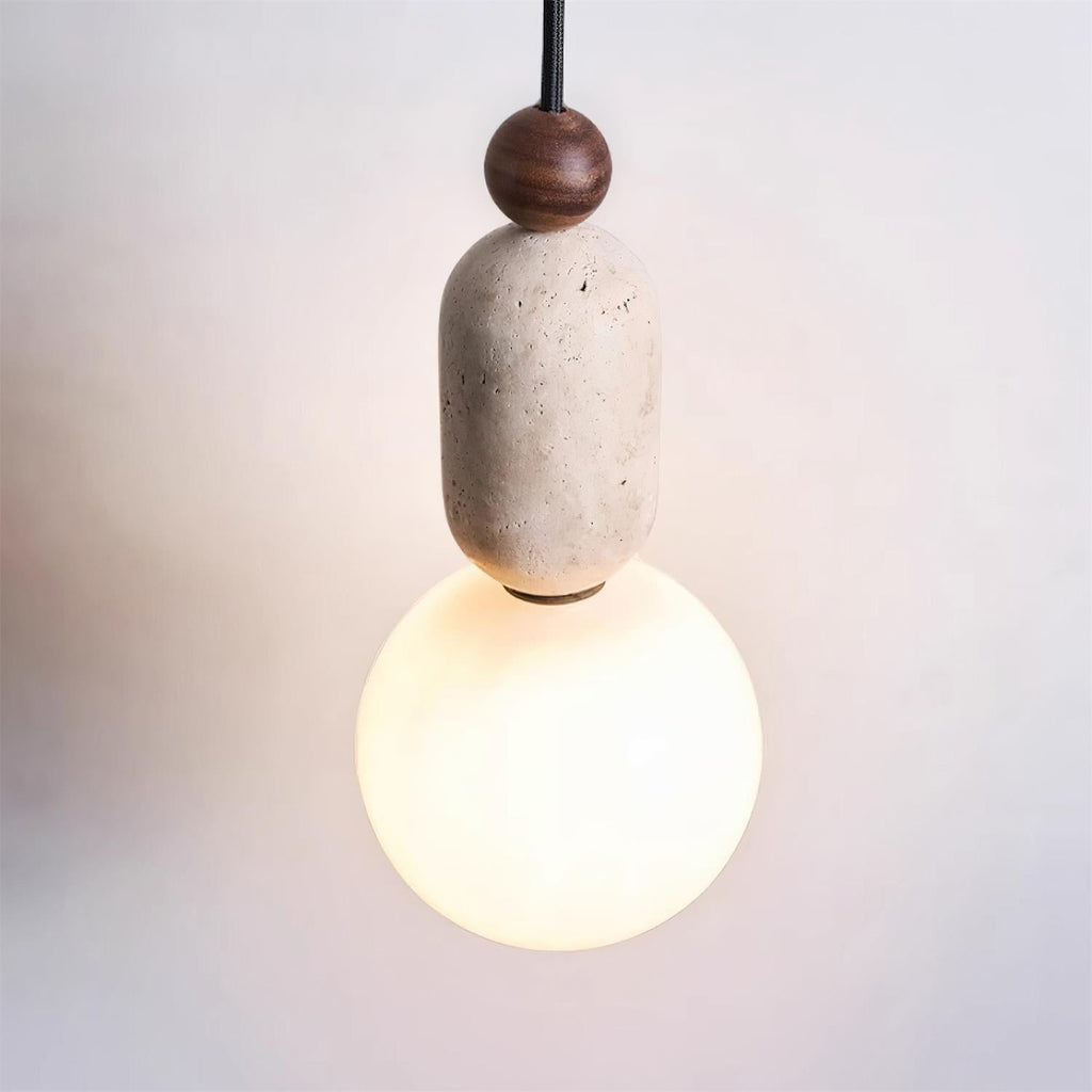Gavon Lampe Suspendue en Verre et Travertin - Neutralighting