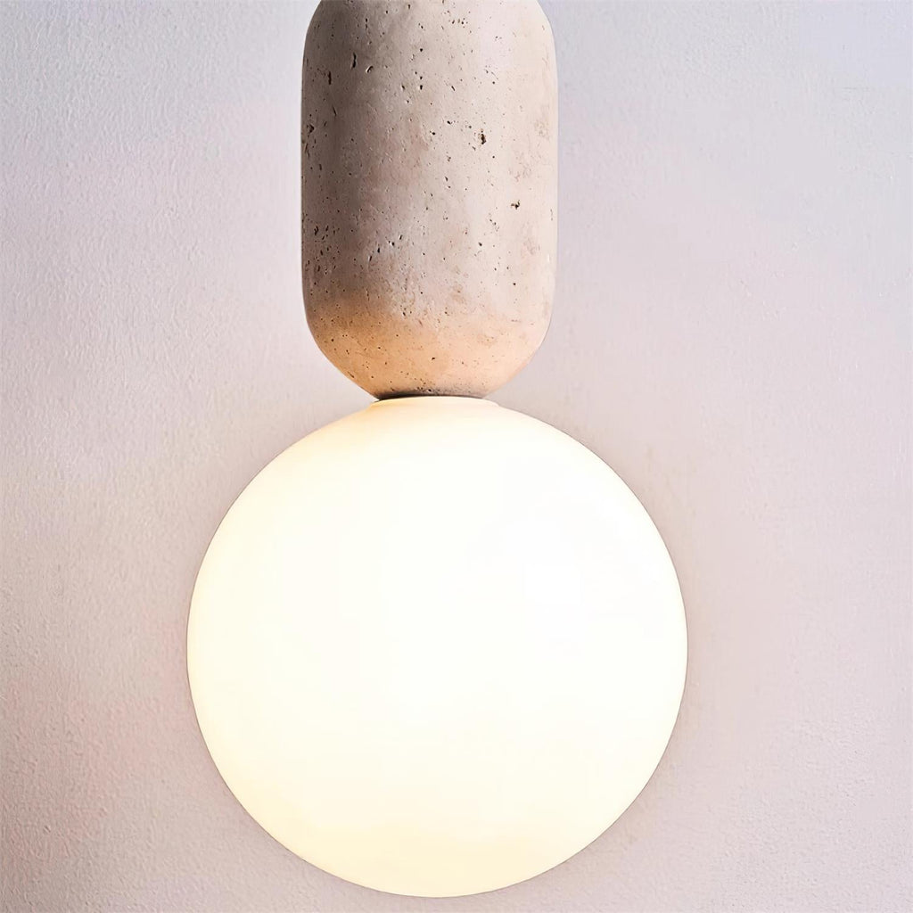 Gavon Lampe Suspendue en Verre et Travertin - Neutralighting