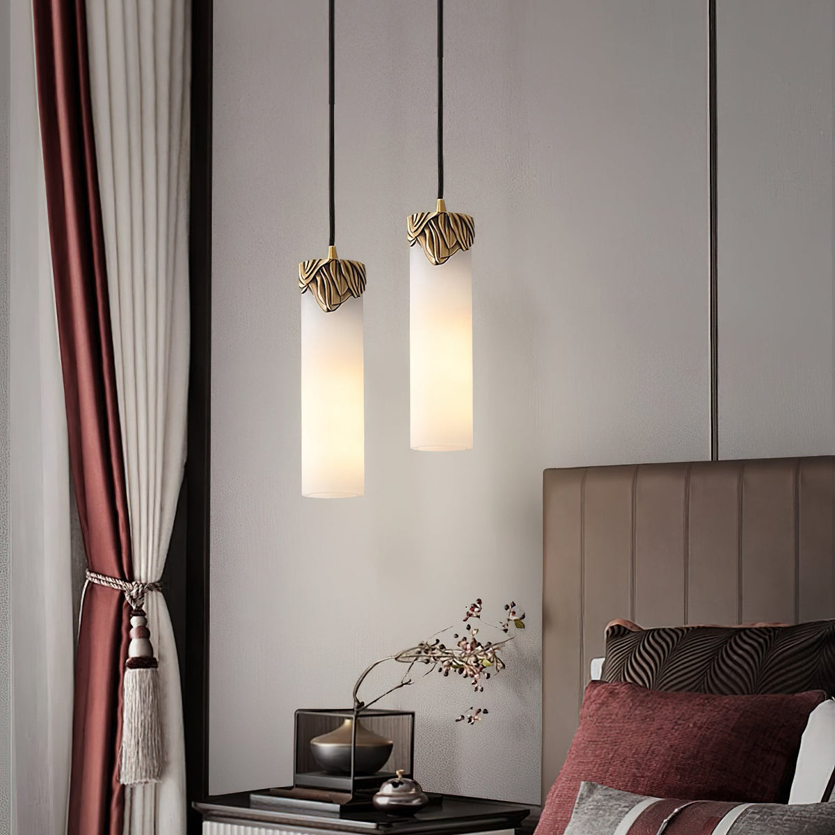 Quiver Suspension Moderne Minimaliste En Laiton Et Albâtre - Neutralighting
