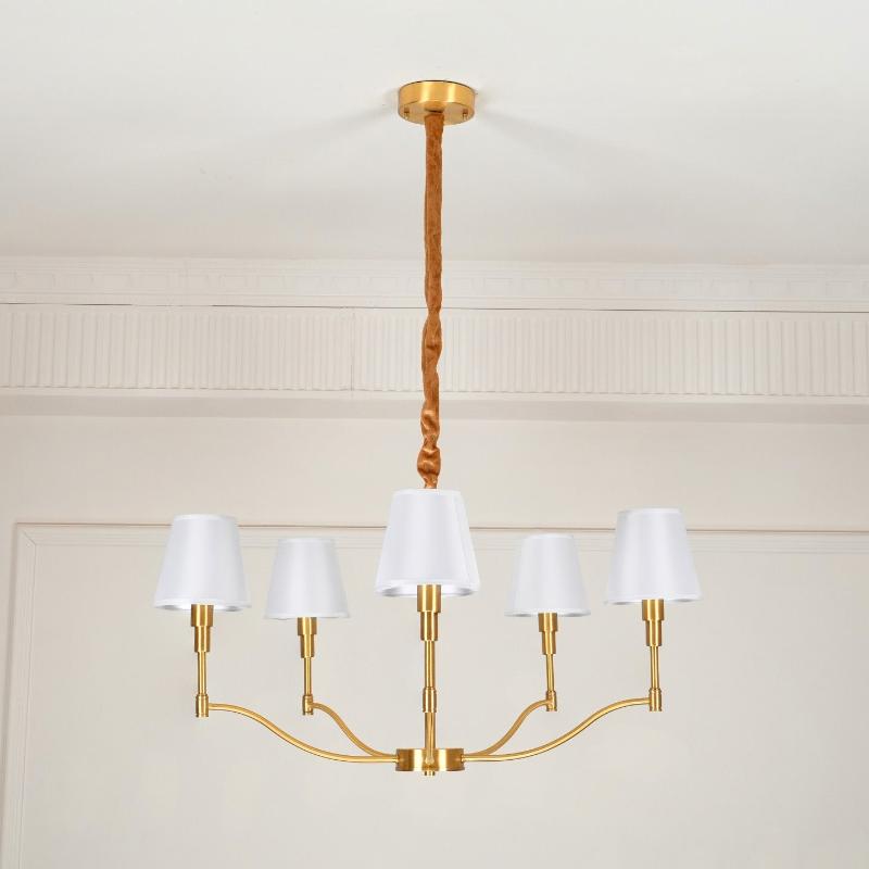 Unfold Chandelier Métal Laiton Tissu Traditionnel Vintage - Neutralighting