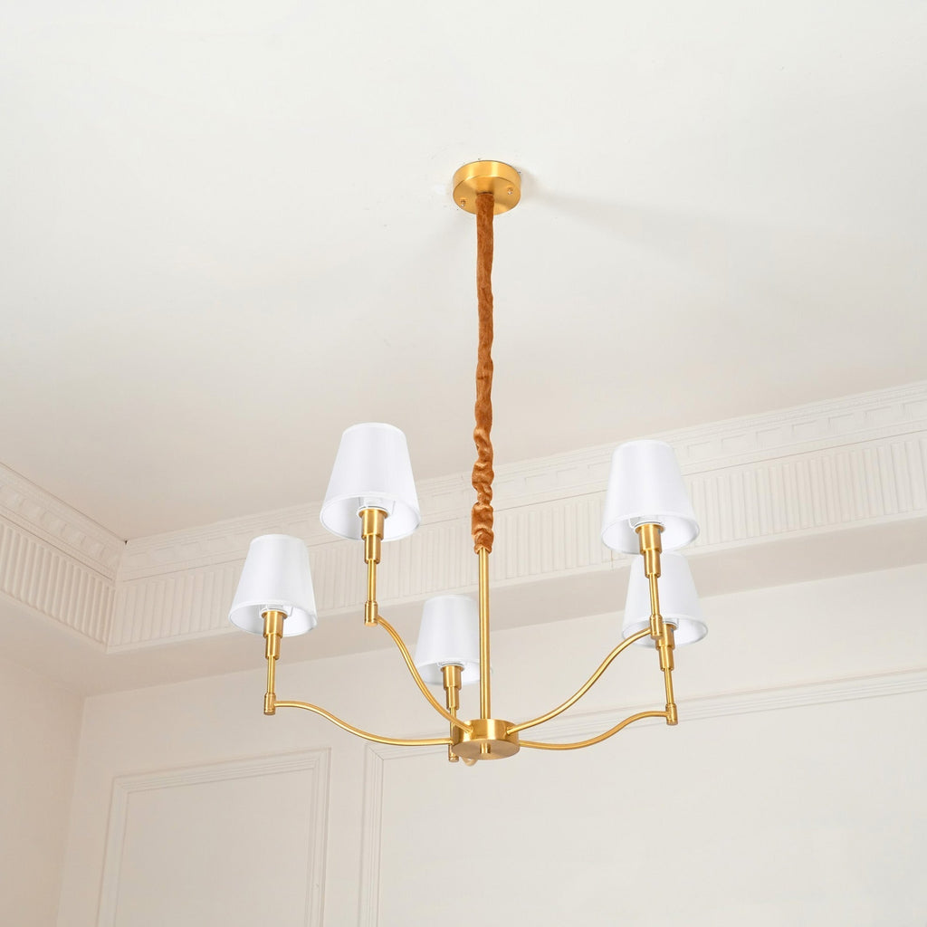 Unfold Chandelier Métal Laiton Tissu Traditionnel Vintage - Neutralighting