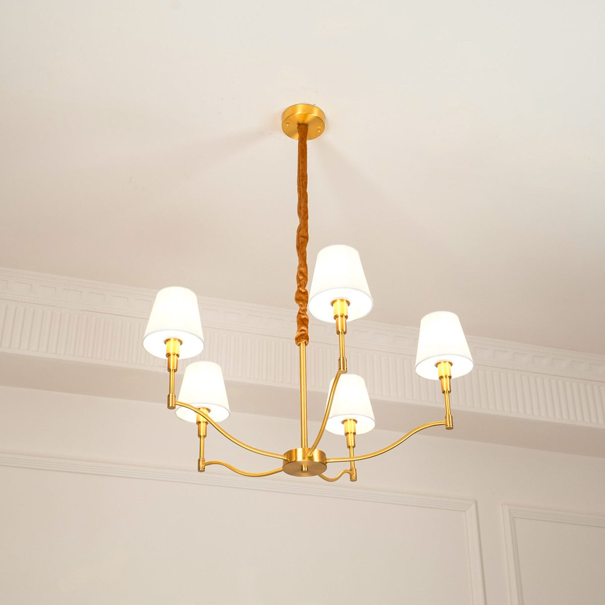 Unfold Chandelier Métal Laiton Tissu Traditionnel Vintage - Neutralighting