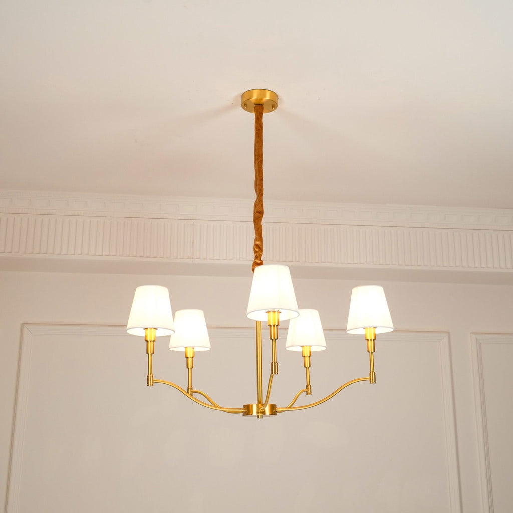 Unfold Chandelier Métal Laiton Tissu Traditionnel Vintage - Neutralighting