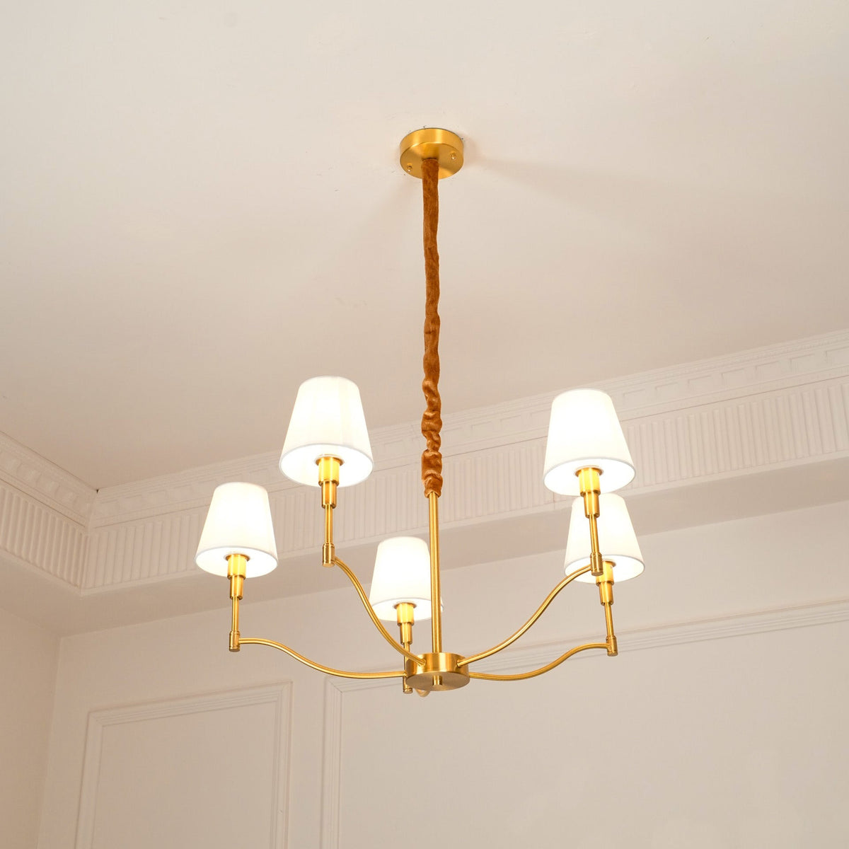 Unfold Chandelier Métal Laiton Tissu Traditionnel Vintage - Neutralighting
