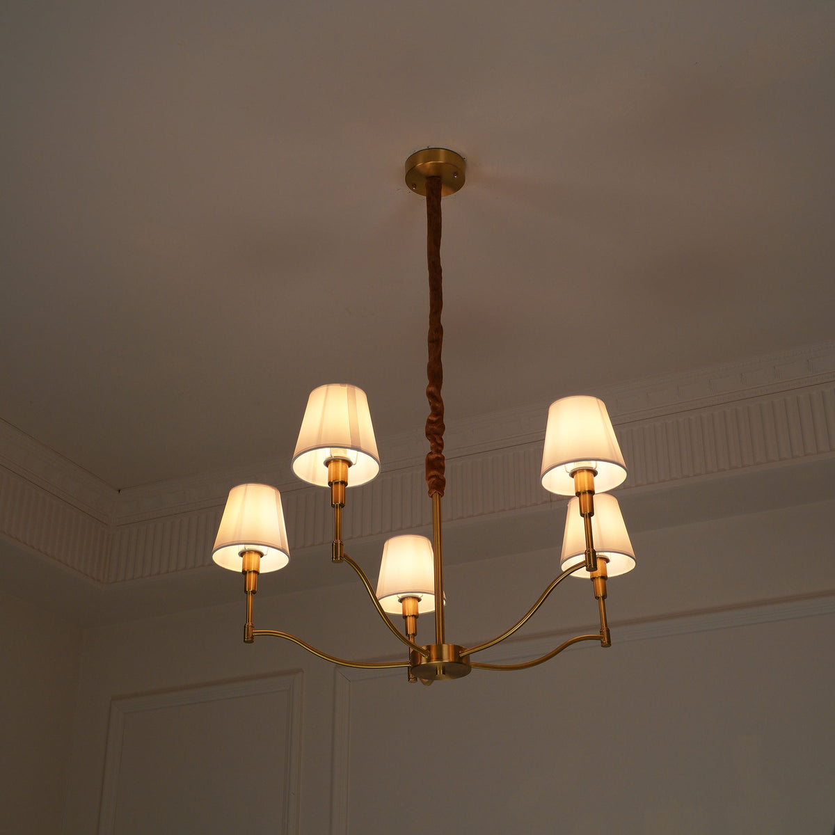 Unfold Chandelier Métal Laiton Tissu Traditionnel Vintage - Neutralighting