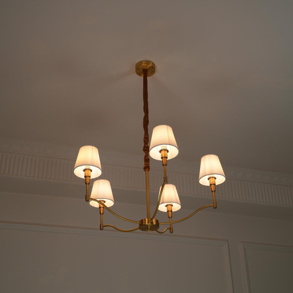 Unfold Chandelier Métal Laiton Tissu Traditionnel Vintage - Neutralighting