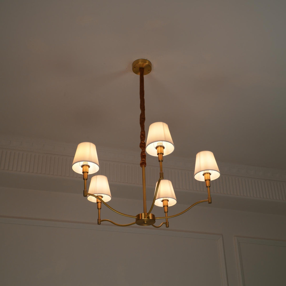 Unfold Chandelier Métal Laiton Tissu Traditionnel Vintage - Neutralighting