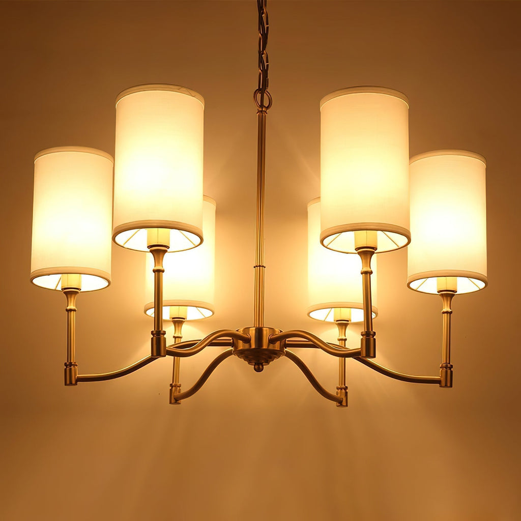 Unfold Chandelier Métal Laiton Tissu Traditionnel Vintage - Neutralighting