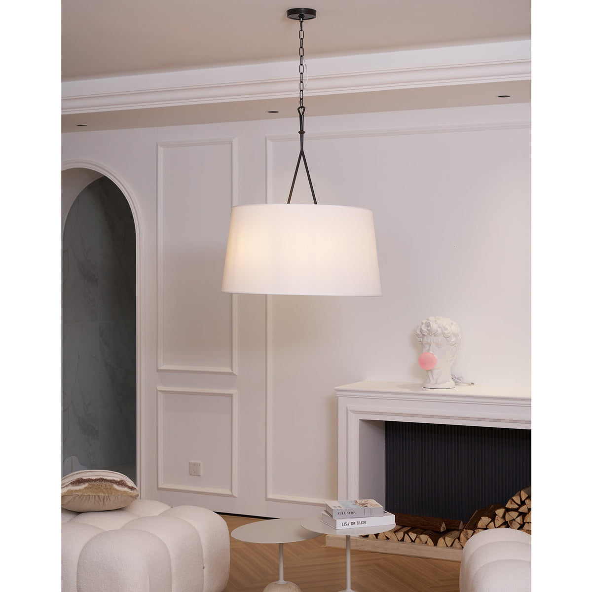 Wink Lampe Pendante En Laiton Et Tissu Minimaliste Moderne - Neutralighting