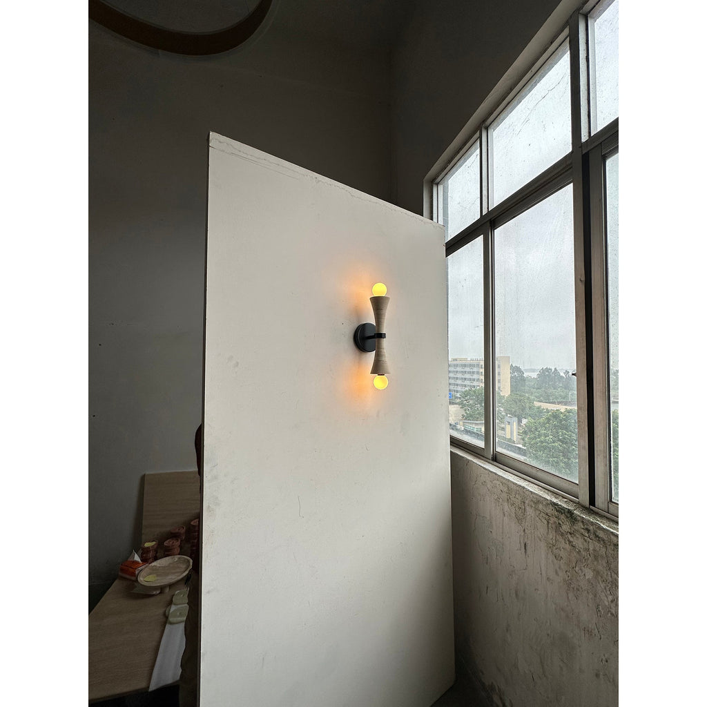 Aura Lampe Murale En Travertin Et Verre Minimaliste Moderne - Neutralighting